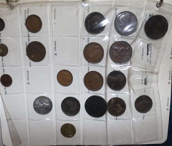 A collection of British coins, 17th-20th century, including a Charles II half crown 1676, VG 1887 Crown VF etc, album and 3 cases